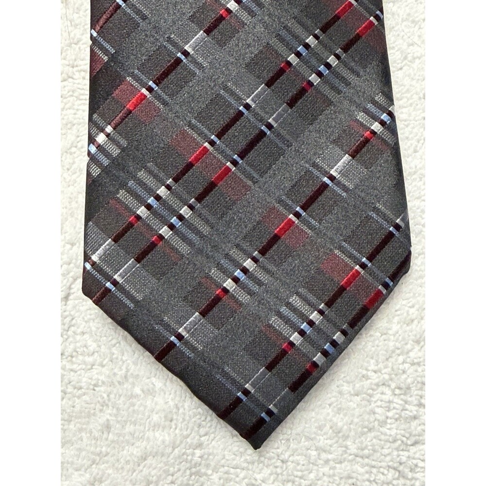 Axcess Men's Tie - Red Geometric Stripes 100% Imported Silk